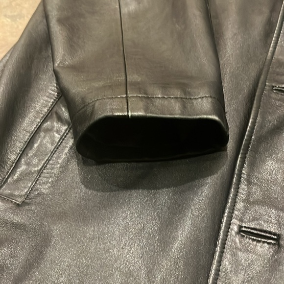Vintage 90s mossimo long leather coat men’s size large genuine leather - Picture 4 of 14